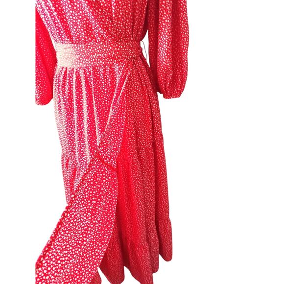 Glamorous Bloom Women Maxi Wrap Dress With Balloon Sleeves Detached Tie Closure - Picture 4 of 8